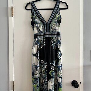 Vintage Satin Multicolor Sleeveless Dress